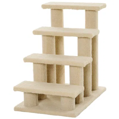 Breebe 25 Inch 4-step Multi-level Carpeted Cat Stairs With Scratching Post