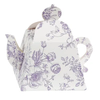 Breebe 25 Pack 5"x4" Mini Teapot Favor Boxes - White Lavender French Toile Design Gift Boxes In Multi