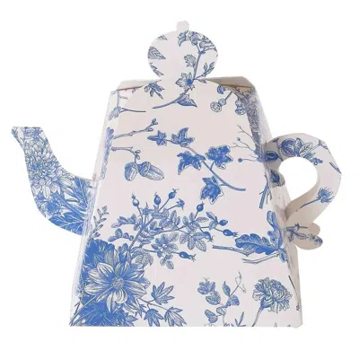 Breebe 25 Pack White Blue Mini Teapot Party Favor Boxes In French Toile Pattern, Tea Time Gift Boxes - 5"x4