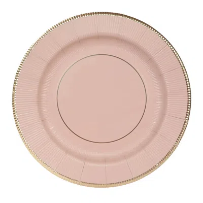 Breebe 25-pack Disposable Round Charger Plates In Dusty Rose Sunray Design With Gold Rim - 350gsm Heavy Dut