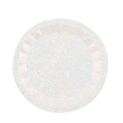 Breebe 25-pack Paper 12" Round Charger Plates In Iridescent With Geometric Prism Design - Disposable 400gsm