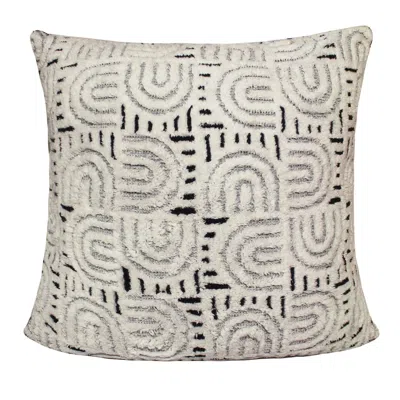 Breebe 26" White And Blue Floor Geometric Cotton Blend Throw Pillow Cover