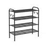 Breebe 26.7" Wide 4-tier Metal Shoe Rack With 4 Hooks Ink Black