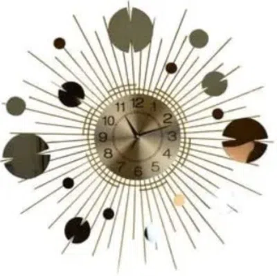 Breebe 27" Gold Copper And Silver Metal Silent Analog Sunburst Wall Clock
