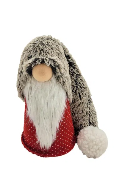 Breebe 28" Red Grey And White Fabric Christmas Santa Standing Gnome In Multi