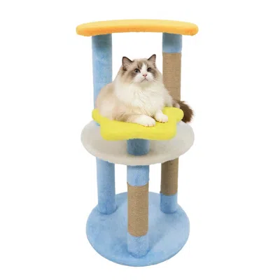 Breebe 29 Inches Cute Modern Cat Tree With Star And Moon Shaped Platforms In Multi