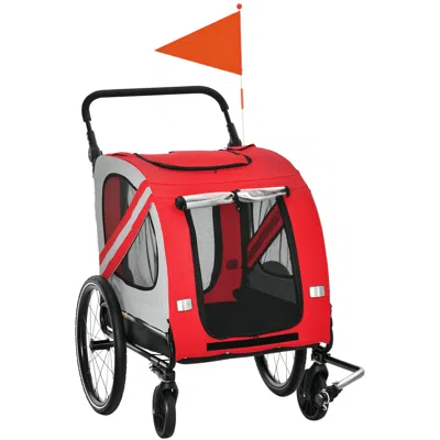 Breebe 2-in-1 Pet Bike Trailer And Dog Stroller For Small Medium Dogs In Red