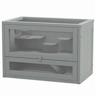 Breebe 2-level Hamster Cage With Openable Top, Door, Shelf And Ladder In Grey