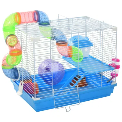 Breebe 2-level Hamster Cage With Wheel, Tubes, Bottle & Accessories In Blue