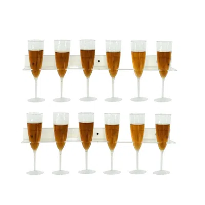 Breebe 2-pack Floating Wine Glass Holder Rack Clear Acrylic Holds 12, Wall Mounted Champagne Flute Stemware