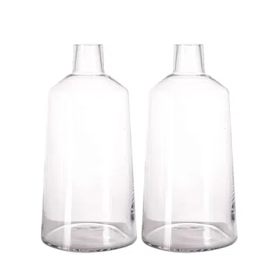 Breebe 2-pack Glass Bud Vases Tapered Neck Design Clear - Stylish Floral Table Centerpieces 12"