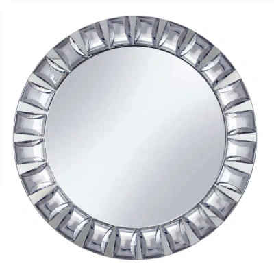 Breebe 2-pack Glass Mirror Round Charger Plates 13" In Silver With Jeweled Rim - Premium Decorative Dinner 