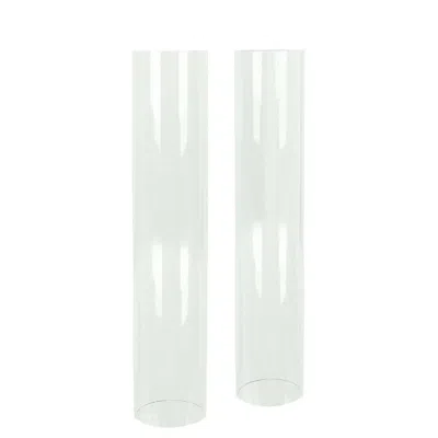 Breebe 2-pack Glass Pillar Hurricane Candle Shades - Clear Chimney Tube With 2.25" Wide Open Ends 12"