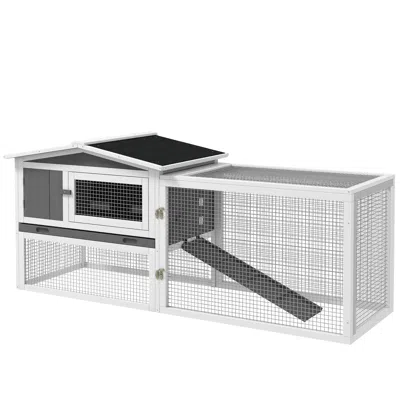 Breebe 2-story Rabbit Hutch Bunny Cage Indoor Outdoor Small Animal House With Tray In Gray