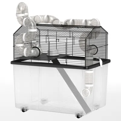 Breebe 2-tier Hamster Cage With Deep Tray, Tubes, Wheel & Accessories In Black
