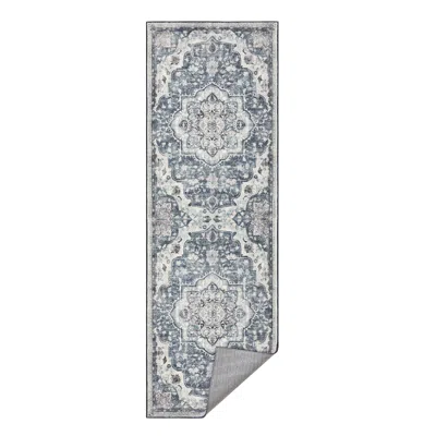 Breebe 2'w X 6'l Area Rug, Traditional Vintage Style - Dove Gray In Blue