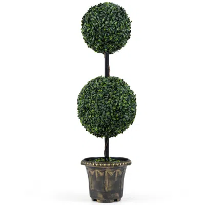 Breebe 3 Ft Artificial Boxwood Topiary Tree Double Ball Shrubs In Green