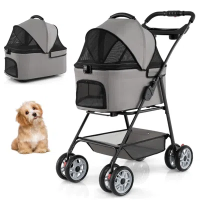 Breebe 3 In 1 Pet Stroller With Removable Carrier Up To 33 Lbs In Gray