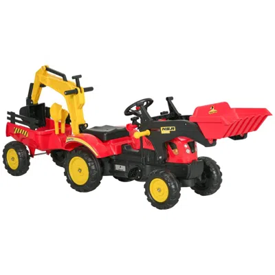 Breebe 3 In1 Kids Ride On Excavator/bulldozer, Pedal Car Digger Toy Move Forward/back With 6 Wheels And Det In Multi
