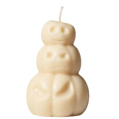 Breebe 3" Ivory Unscented Dimensional Pumpkin Candle In Neutral
