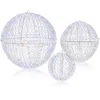 Breebe 3 Pcs Lighted Christmas Balls Large Standing/hanging Metal Sphere Lights With 435 Leds In Transparent