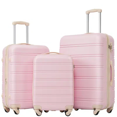 Breebe 3 Piece Luggage Set Hardside Spinner Suitcase With Tsa Lock 20' 24' 28' Available In Pink