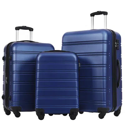 Breebe 3 Piece Luggage Set Hardside Spinner Suitcase With Tsa Lock 20' 24' 28' Available In Blue
