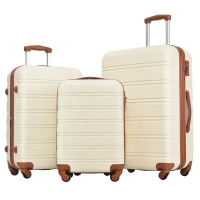 Breebe 3 Piece Luggage Set Hardside Spinner Suitcase With Tsa Lock 20' 24' 28' Available In Neutral