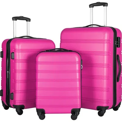 Breebe 3 Piece Luggage Set Hardside Spinner Suitcase With Tsa Lock 20' 24' 28' Available In Pink