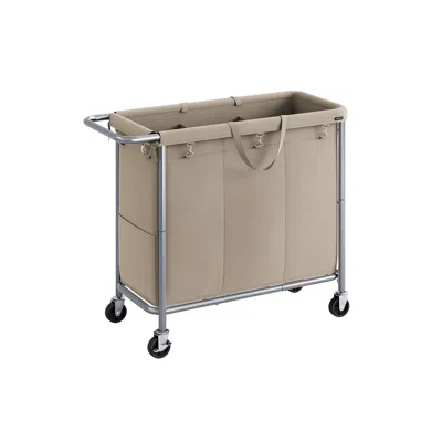 Breebe 3-section Rolling Laundry Hamper, 52.8 Gallons (200l) - Camel Brown In Neutral