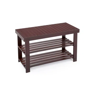 Breebe 3-tier Bamboo Shoe Rack Bench In Brown