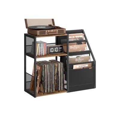 Breebe 3-tier Record Player Stand For 140 Albums In Black