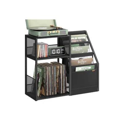 Breebe 3-tier Record Player Stand For 140 Albums In Black