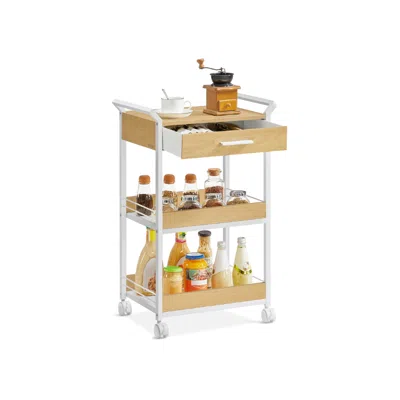 Breebe 3-tier Rolling Utility Cart With Table Top, Handles In White