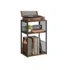 Breebe 3-tier Side Table, Vinyl Record Storage Up To 100 Albums - Rustic Brown In Gray