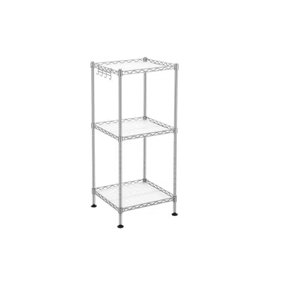 Breebe 3-tier Wire Bathroom Shelf With Hook - Silver Translucent (11.8"d X 11.8"w X 28.7"h) In White