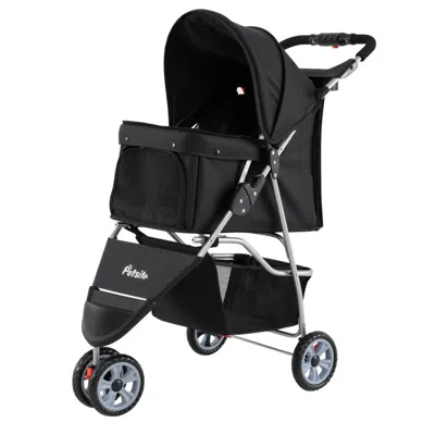 Breebe 3 Wheel Pet Stroller For Small Dogs Cats Up To 33 Lbs In Black