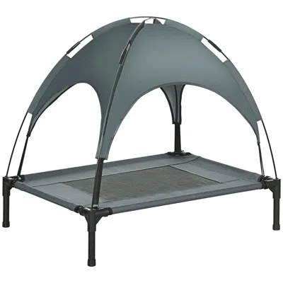 Breebe 30 Inch Outdoor Dog Cot With Canopy For Camping And Travel In Gray