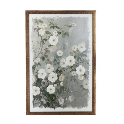 Breebe 31.5 X 47.2" White Blossom Canvas Art With Gray Backdrop And Brown Ps Frame In Multi