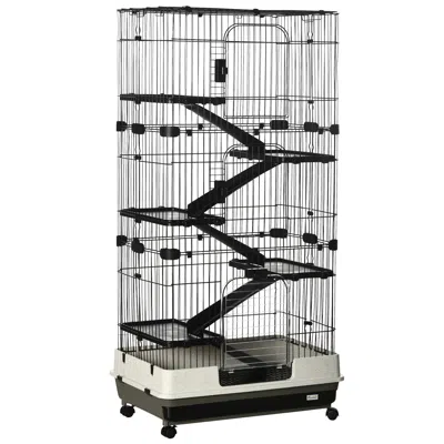 Breebe 32" 6-level Small Animal Cage With Lockable Wheels And Slide-out Tray In Black