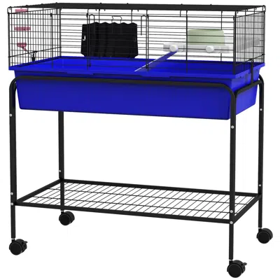 Breebe 33" 2-story Small Animal Cage With Stand, Shelf & Wheels In Blue