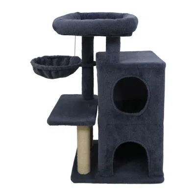 Breebe 33.5 Inch Cute Kitten Tower With 2-tier Condo And Padded Top Perch In Blue