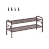 Breebe 33.5" Wide 2-tier Metal Shoe Rack Chestnut Brown