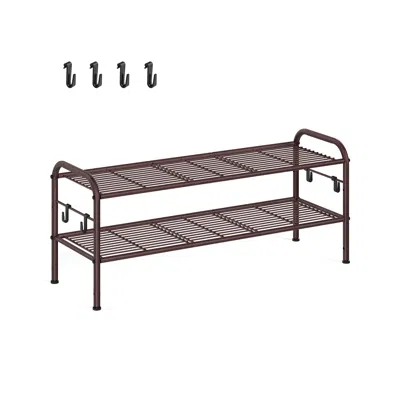 Breebe 33.5" Wide 2-tier Metal Shoe Rack Chestnut Brown