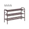 Breebe 33.5" Wide 3-tier Metal Shoe Rack Chestnut Brown