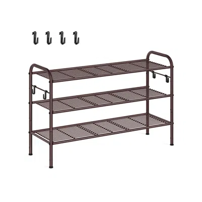 Breebe 33.5" Wide 3-tier Metal Shoe Rack Chestnut Brown