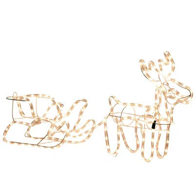 Breebe 35 In Christmas Reindeer And Sleigh Led Indoor Outdoor Yard Decoration In Gold