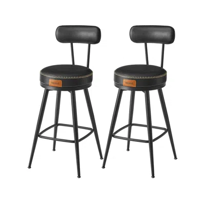 BREEBE 35.4" TALL SWIVEL BAR STOOLS WITH BACKS, INK BLACK