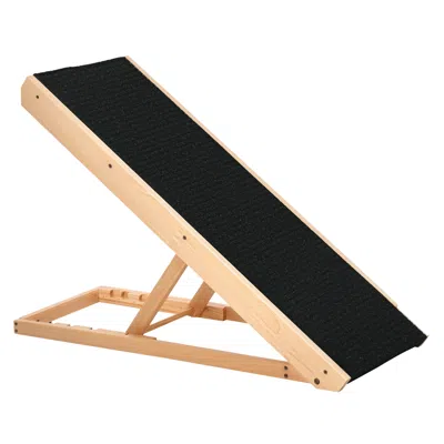 Breebe 35.5 Inch Foldable Dog Ramp For Bed With Pine Wood Frame In Black