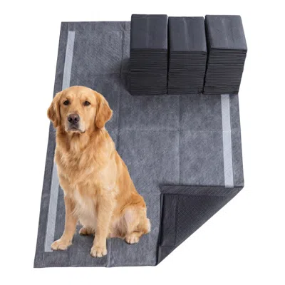Breebe 35.5" X 24" Charcoal Dog Pee Pads 6-layer For Dogs In Black
